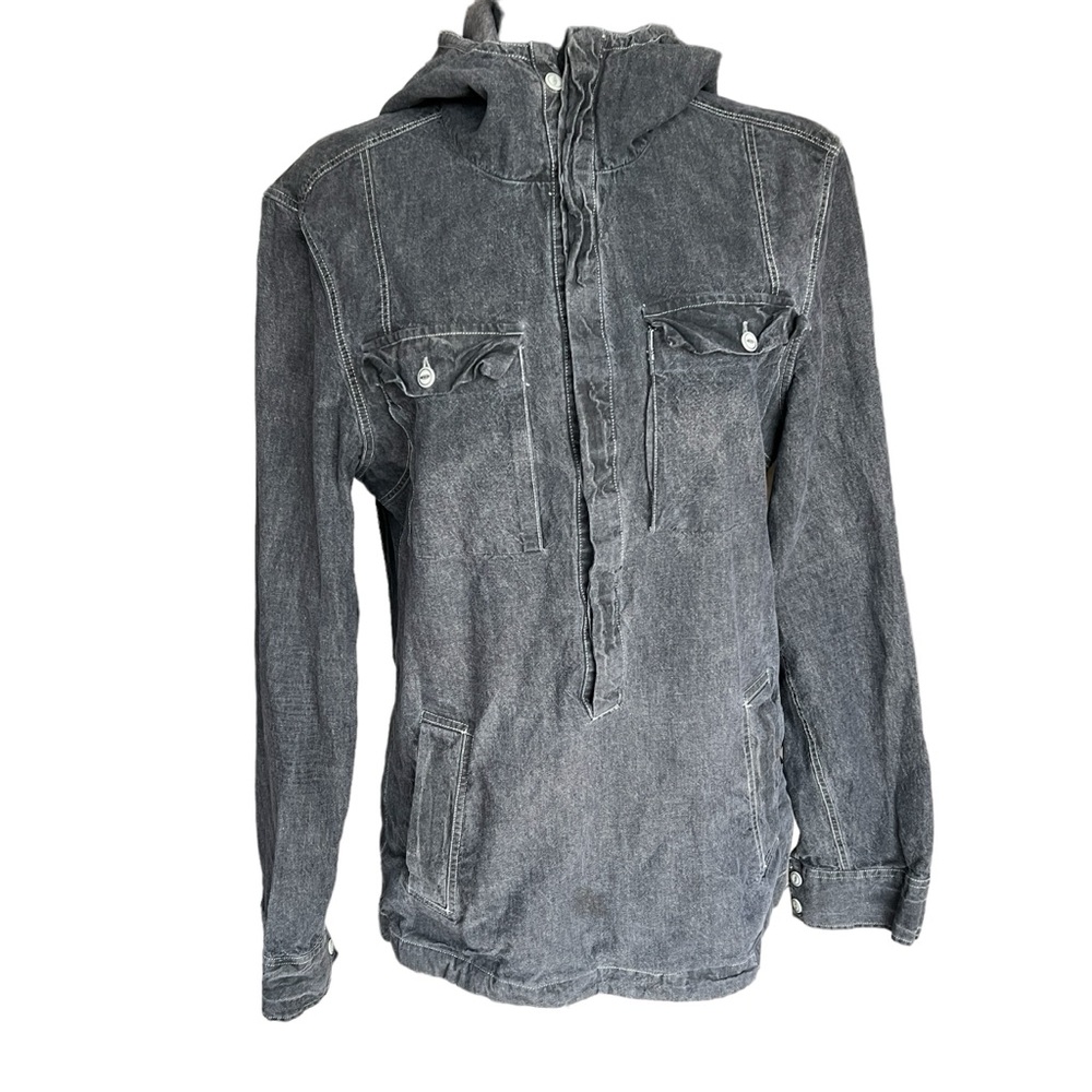 ALL SAINTS DENIM HOODIE WASHED GREY WOMENS SIZE MEDIUM